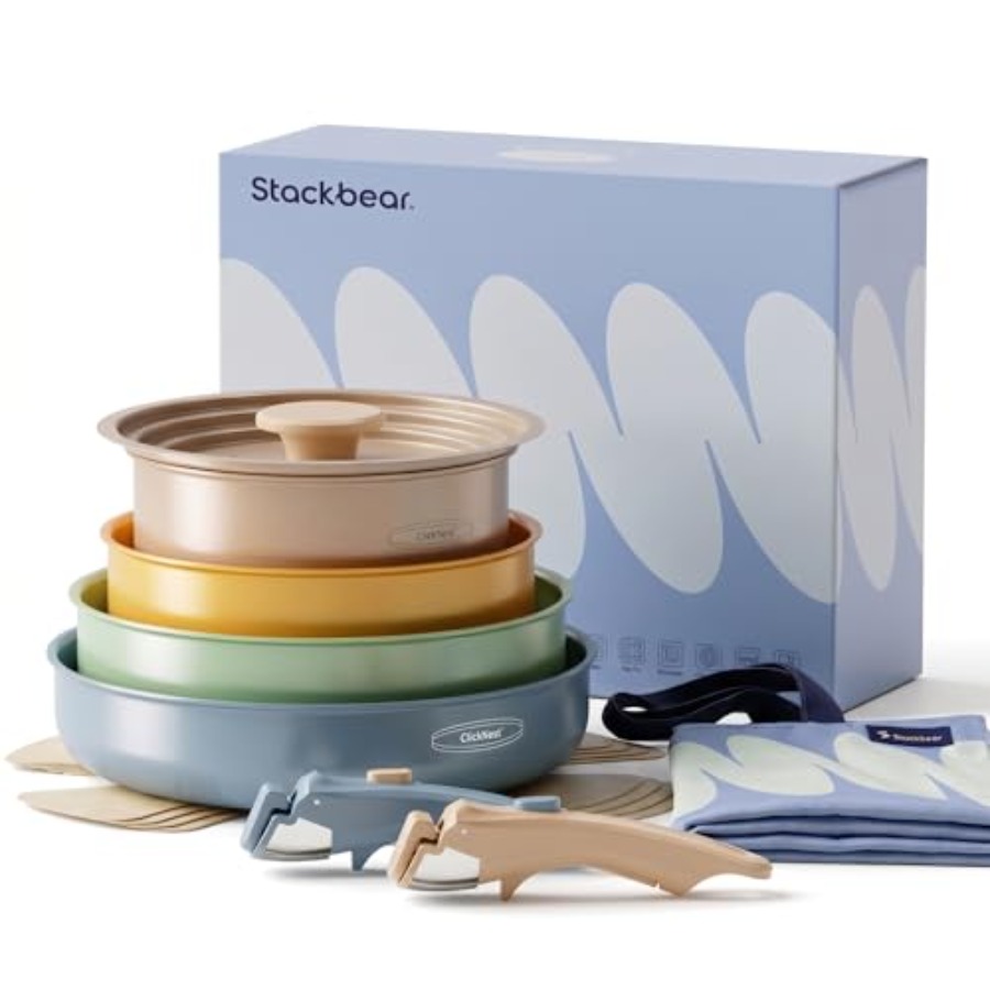 Camping Cooking Set Detachable Handle - طقم أواني طهي سيراميك، قدور ومقالي