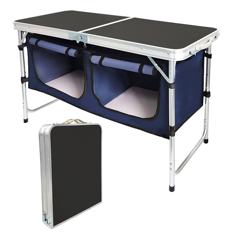 Camping Cooking Table With Storage - في الهواء الطلق للطي الجدول الألومنيوم