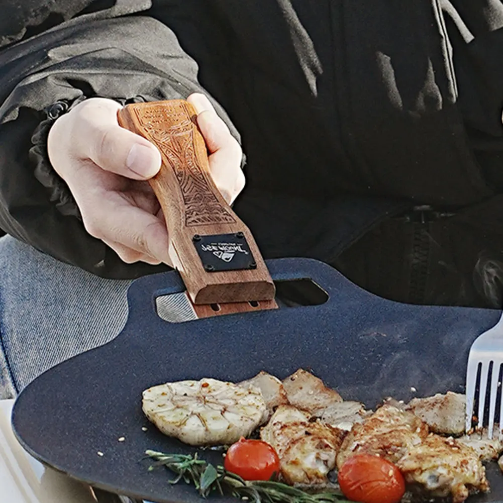 Camping Cooking Disc - مقلاة شواء خشبية طبيعية للاستخدام الخارجي