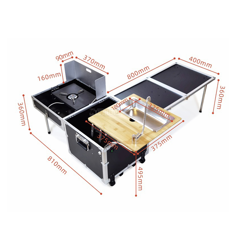 Camping Cooking Table With Storage - مطبخ متنقل خارجي، صندوق طهي، صندوق
