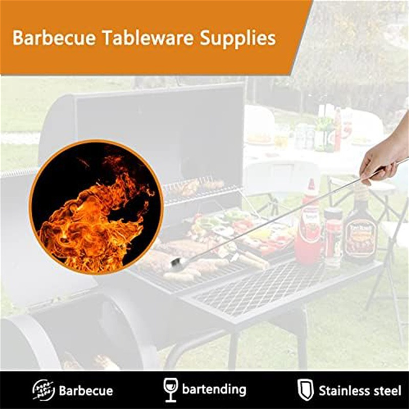 Camping Cooking Utensil Set - أدوات شواء تلسكوبية قابلة للسحب، شوكة