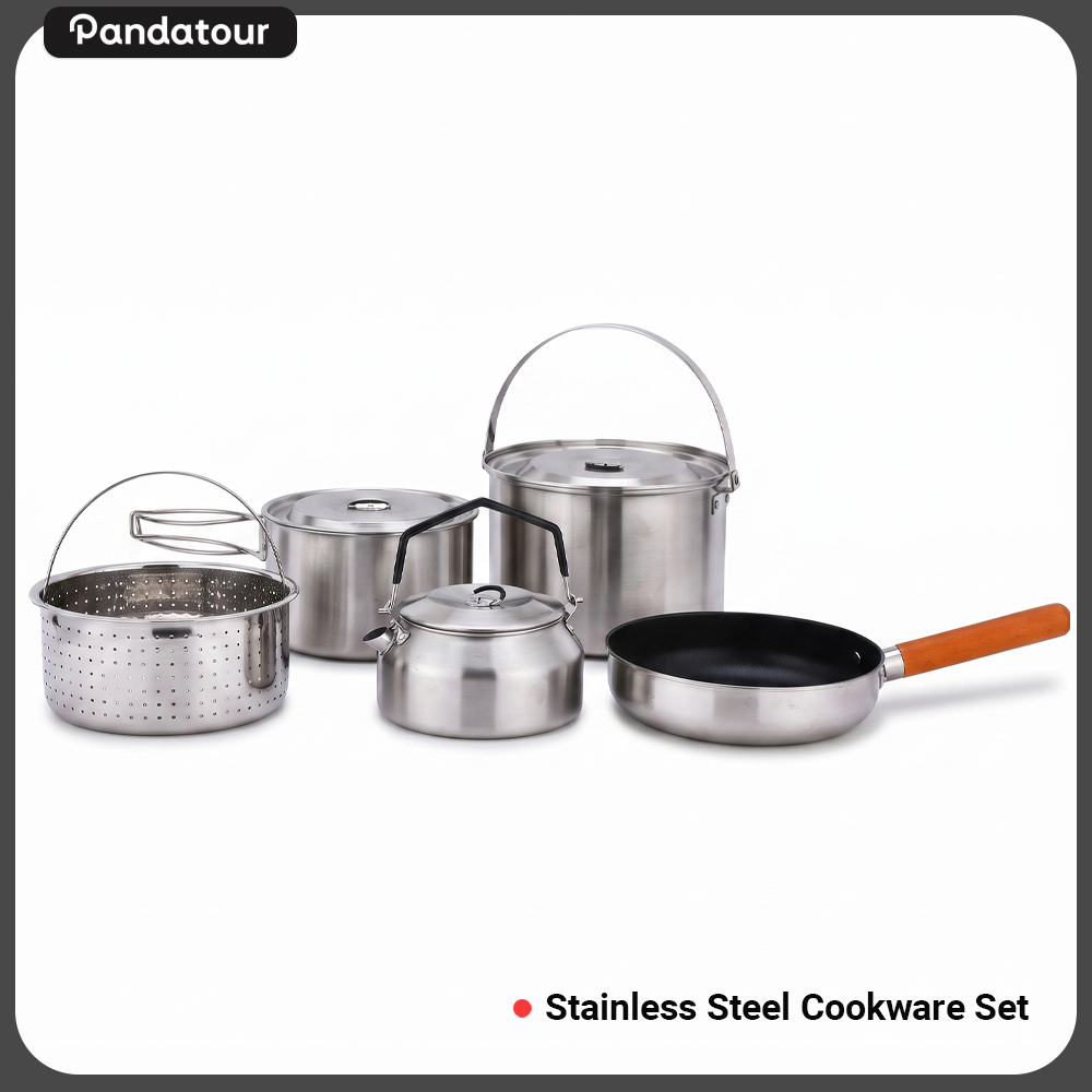 Camping Cooking Utensil Set - مجموعة أدوات طهي من الفولاذ المقاوم