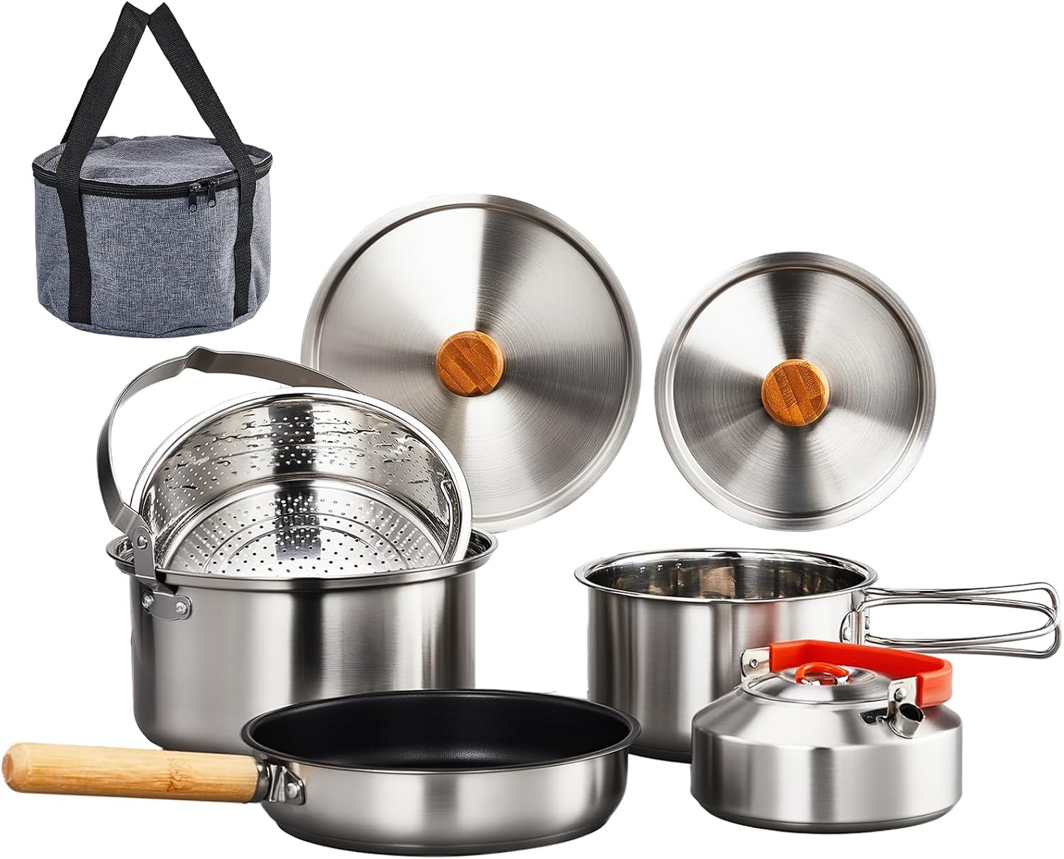 Camping Cooking Kettle - مجموعة أواني طهي مكونة من 6