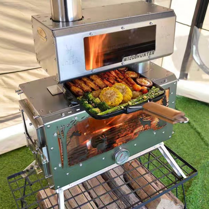 Camping Cooking Area - موقد تخييم يعمل بالحطب مع منصة
