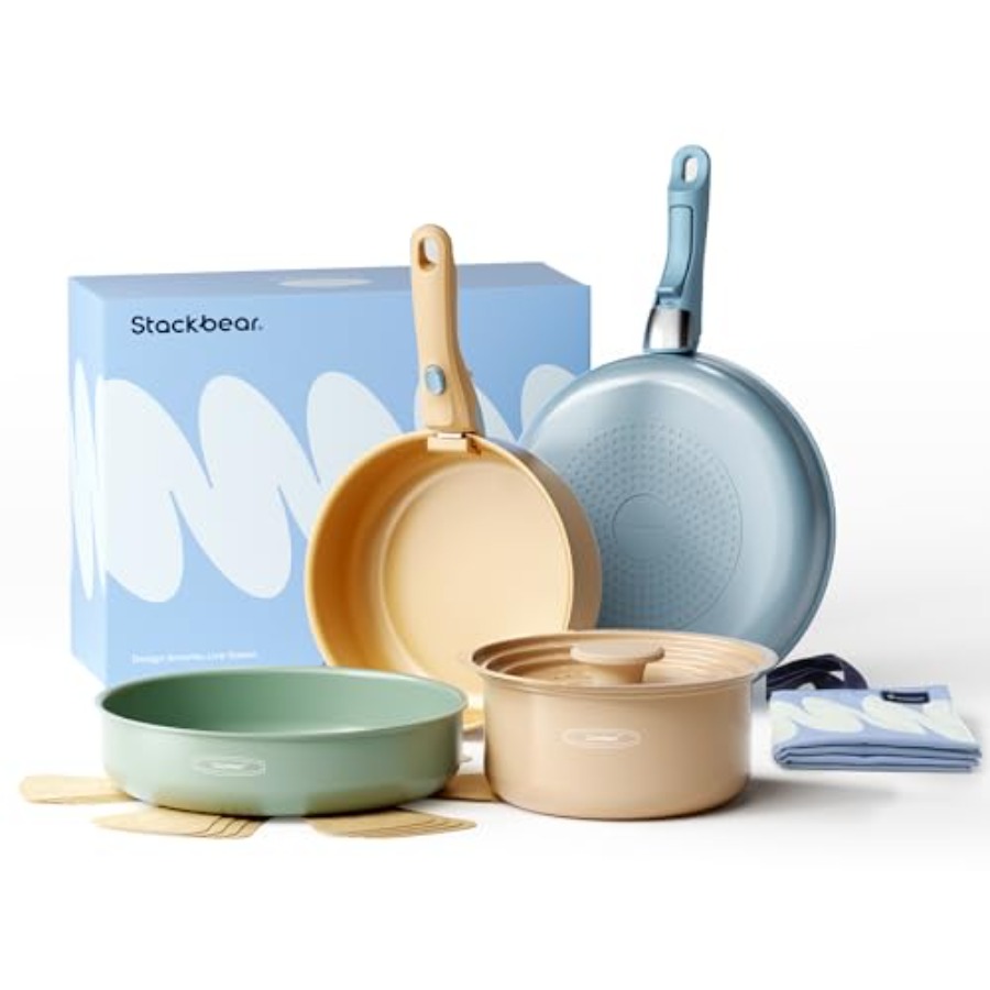 Camping Cooking Set Detachable Handle - طقم أواني طهي سيراميك، قدور ومقالي