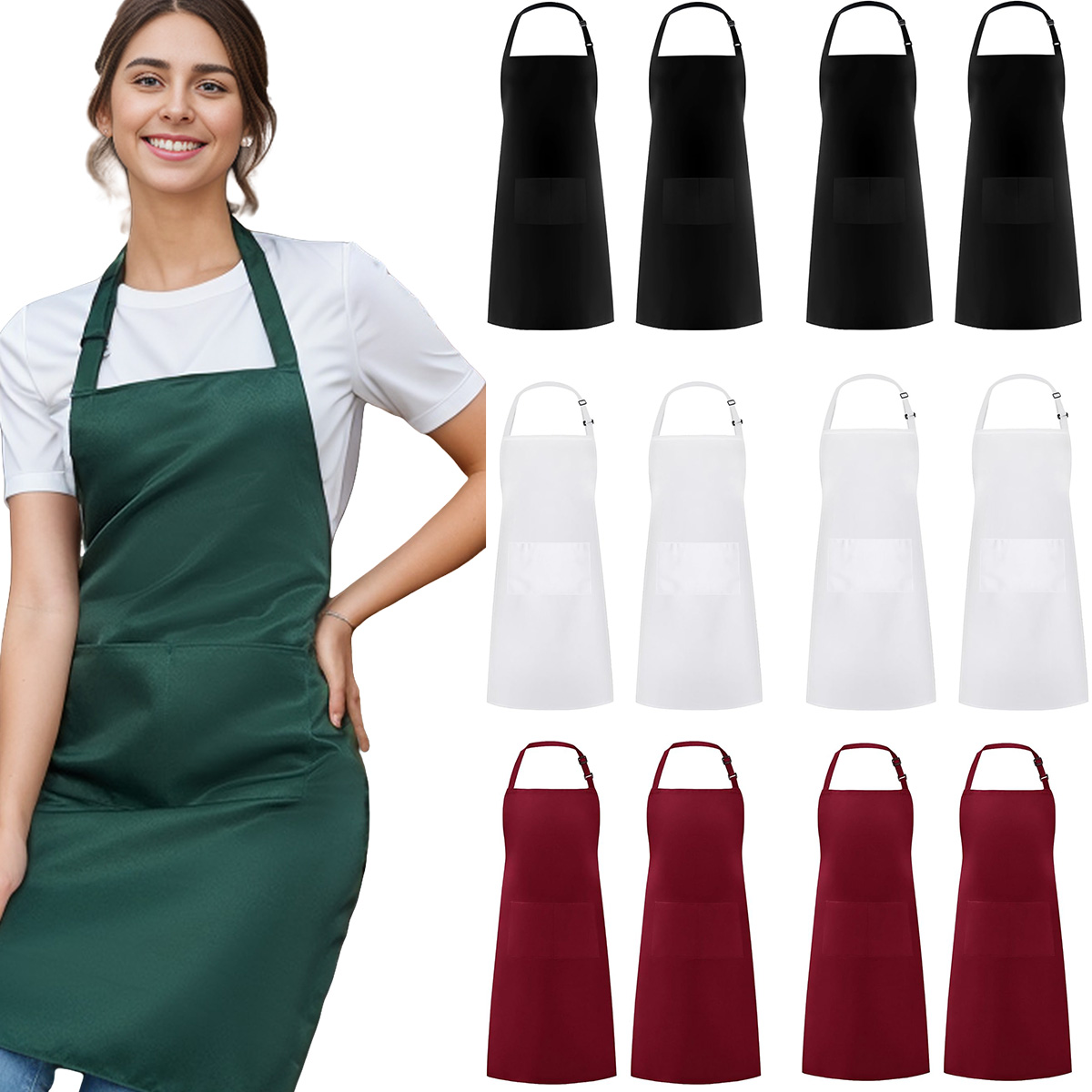 Camping Cooking Apron - طقم من قطعتين؛ مريلة بسيطة بلون