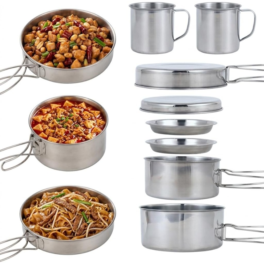Camping Cooking Kettle - مجموعة أدوات طهي محمولة للتخييم مكونة
