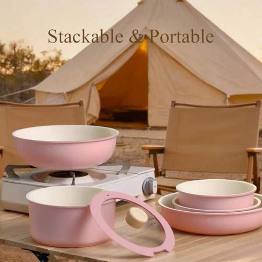 مجموعة أواني طهي غير لاصقة مكو - مراجعة Camping Cooking Set Detachable Handle وسعره
