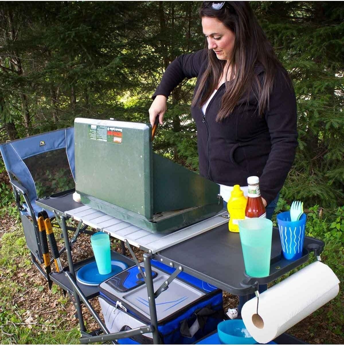 طاولة مطبخ محمولة قابلة للطي م - مراجعة Camping Cooking Table With Storage وسعره