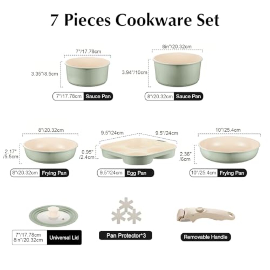 طقم أواني طهي سيراميك غير لاصق - مراجعة Camping Cooking Set Detachable Handle وسعره