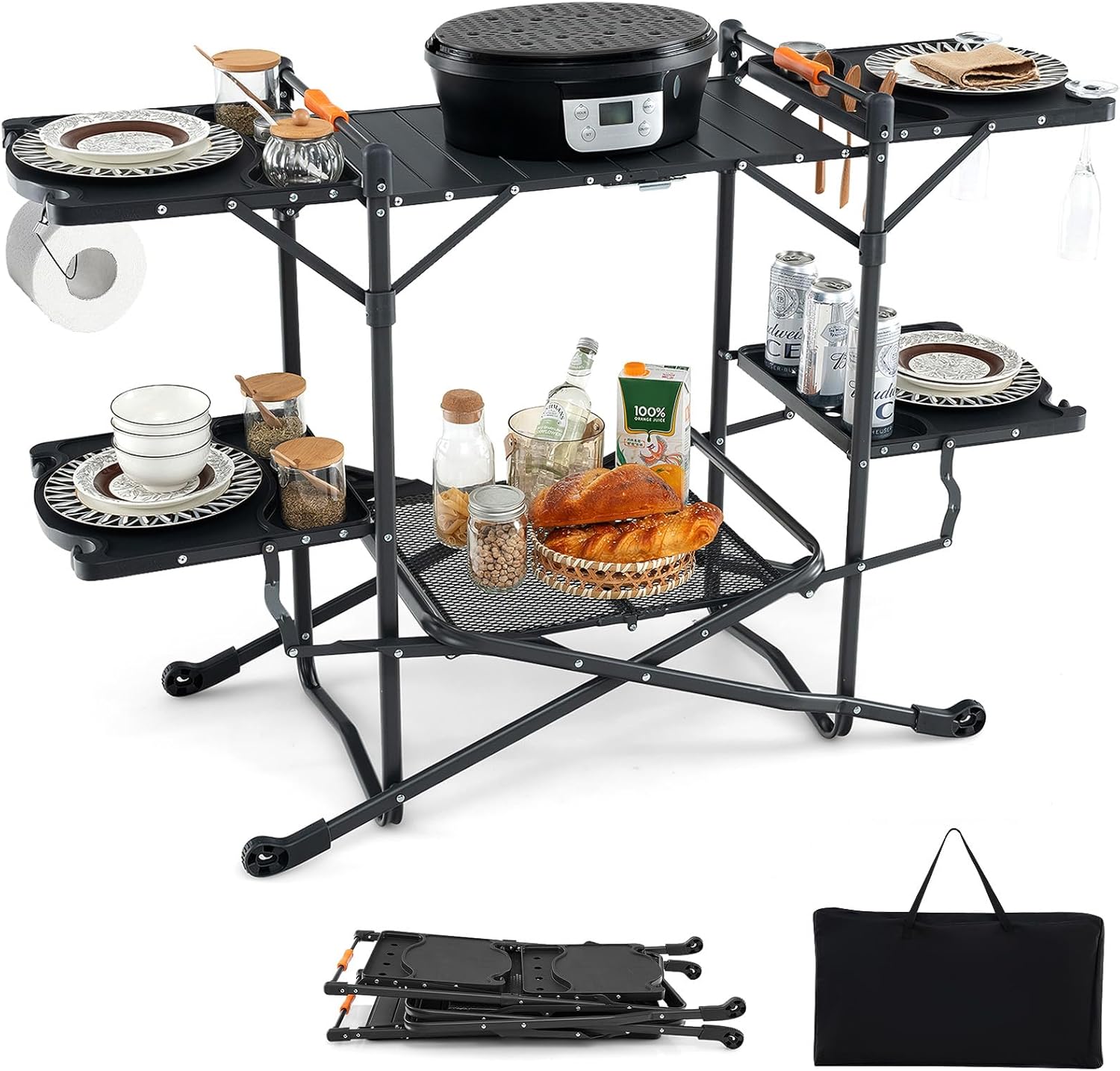 طاولة طهي محمولة للتخييم مع سط - مراجعة Camping Cooking Table With Storage وسعره