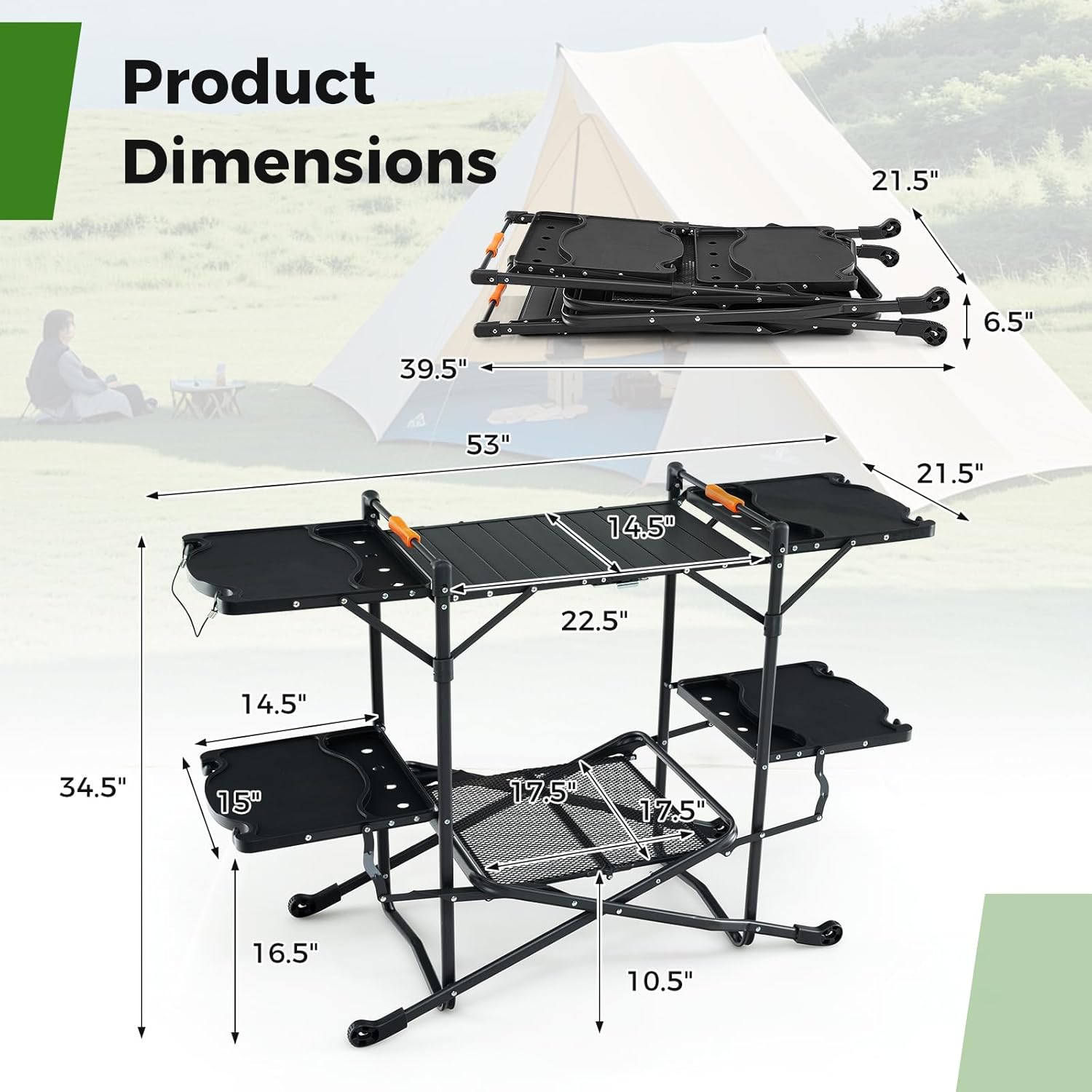 طاولة طهي محمولة للتخييم مع سط - مراجعة Camping Cooking Table With Storage وسعره