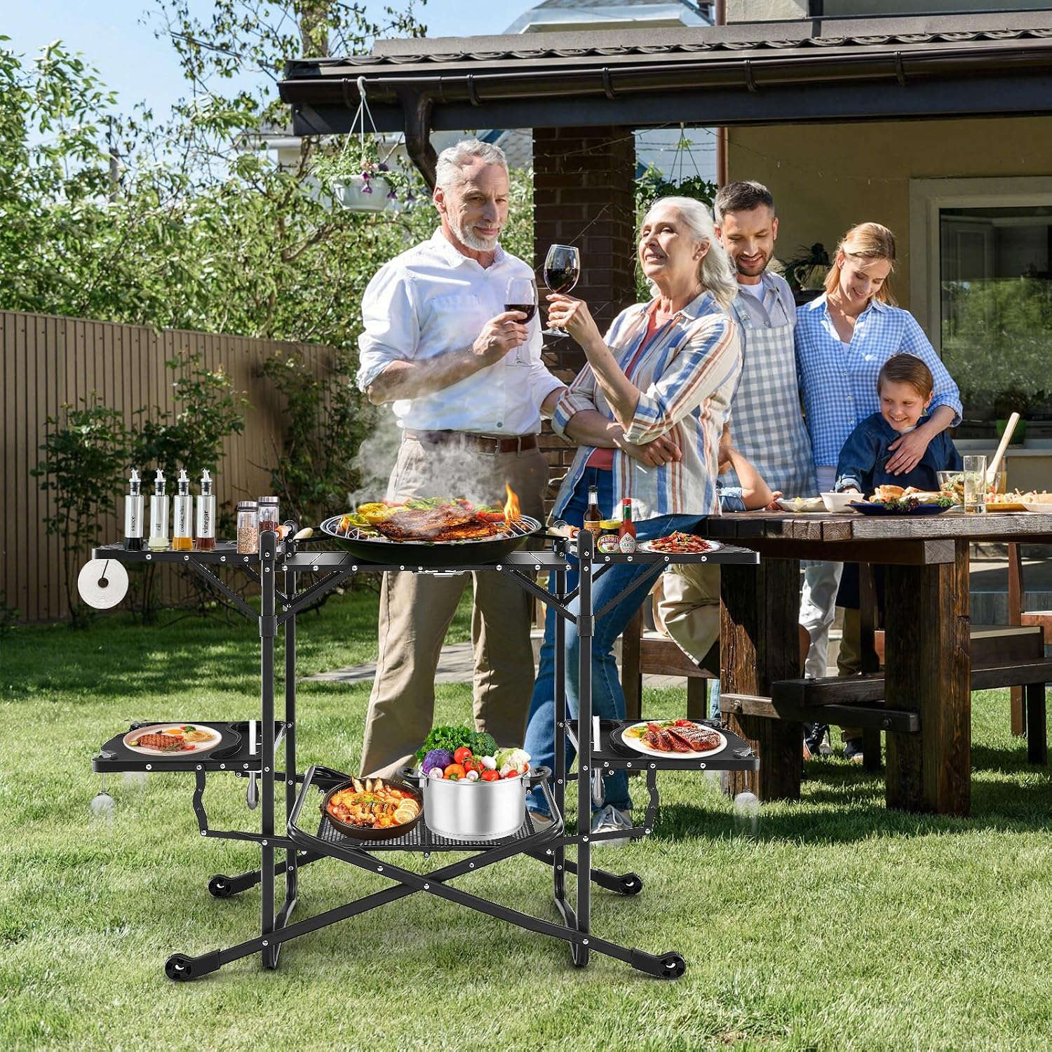طاولة طهي محمولة قابلة للطي لل - مراجعة Camping Cooking Table With Storage وسعره