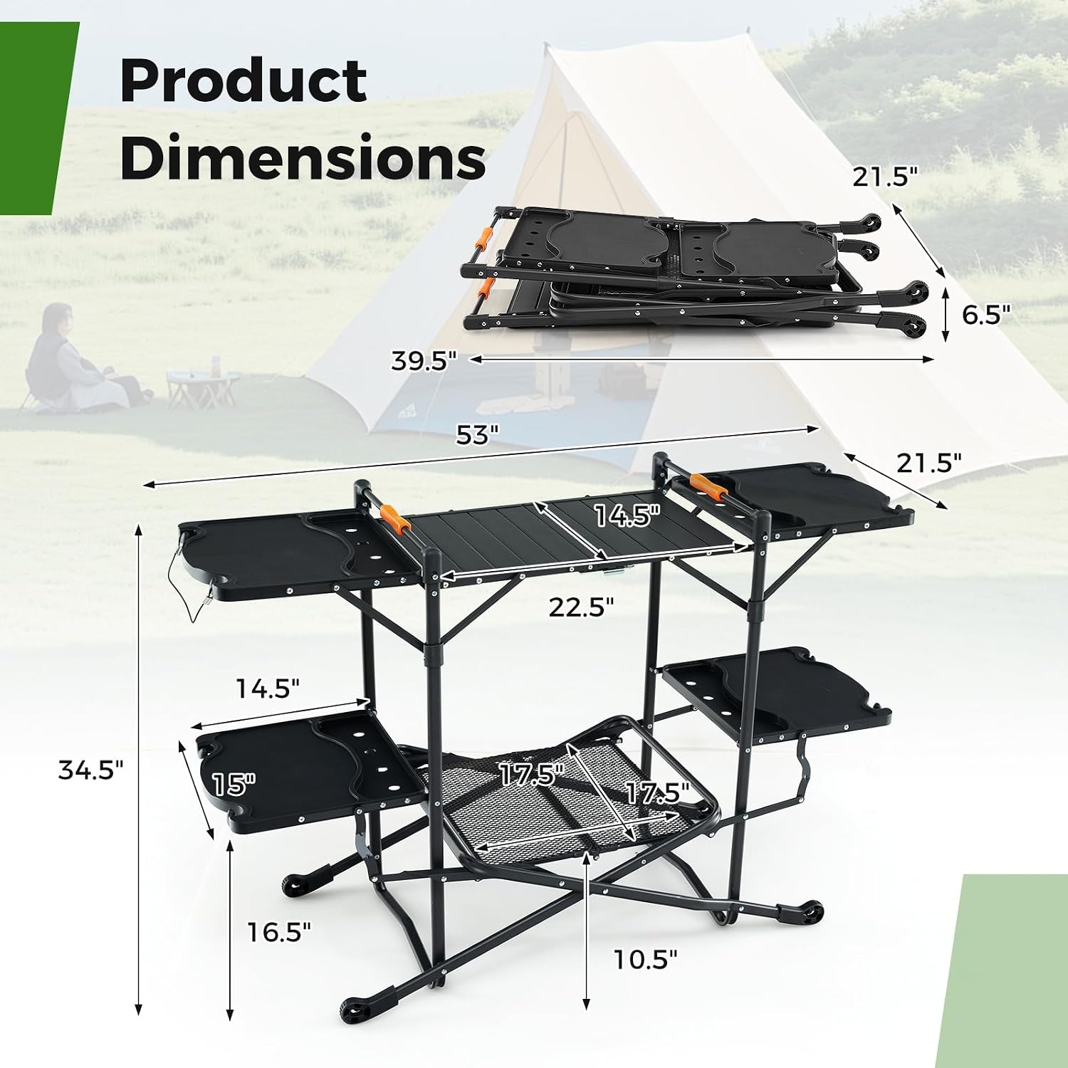 طاولة طهي محمولة قابلة للطي لل - مراجعة Camping Cooking Table With Storage وسعره