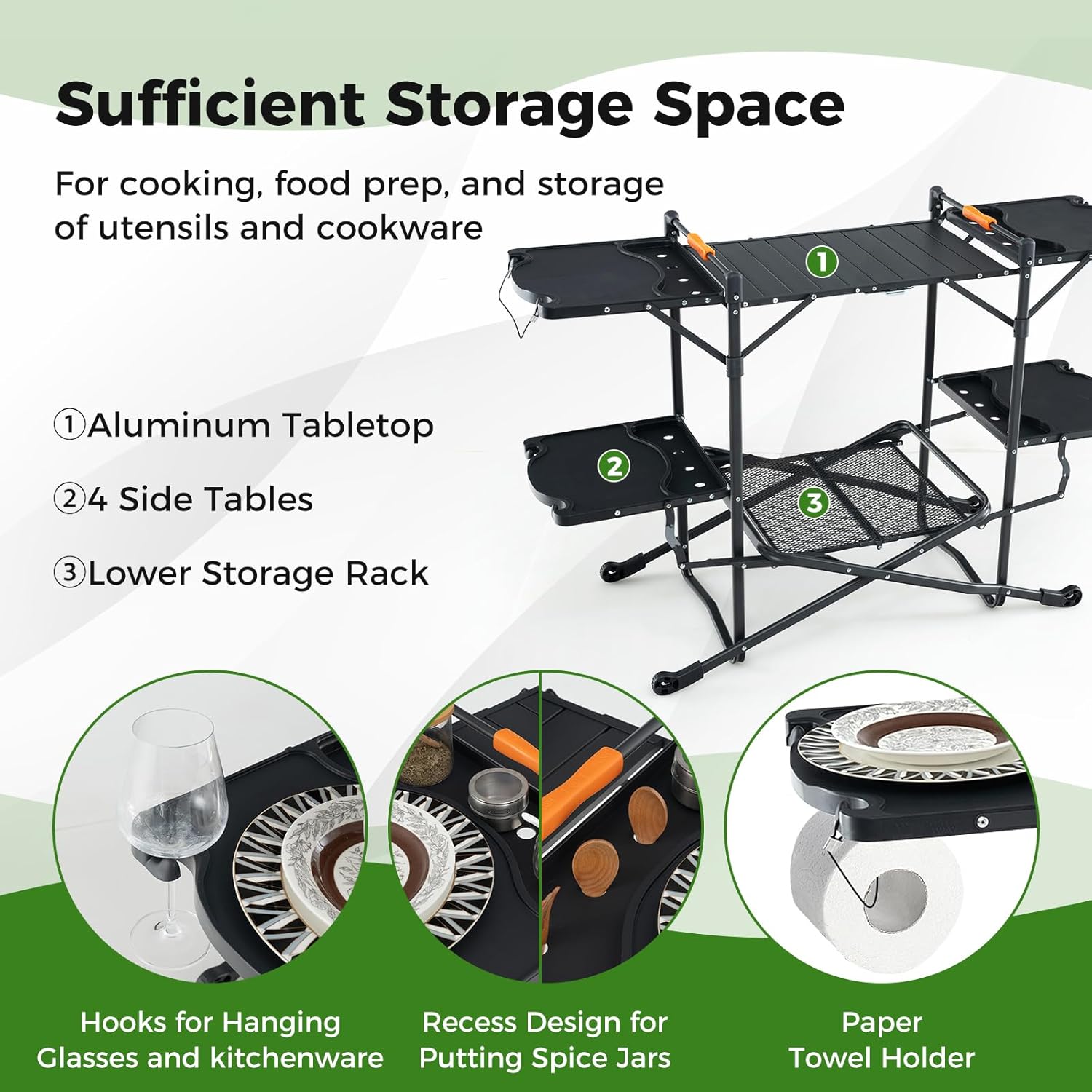 طاولة طهي محمولة قابلة للطي لل - مراجعة Camping Cooking Table With Storage وسعره