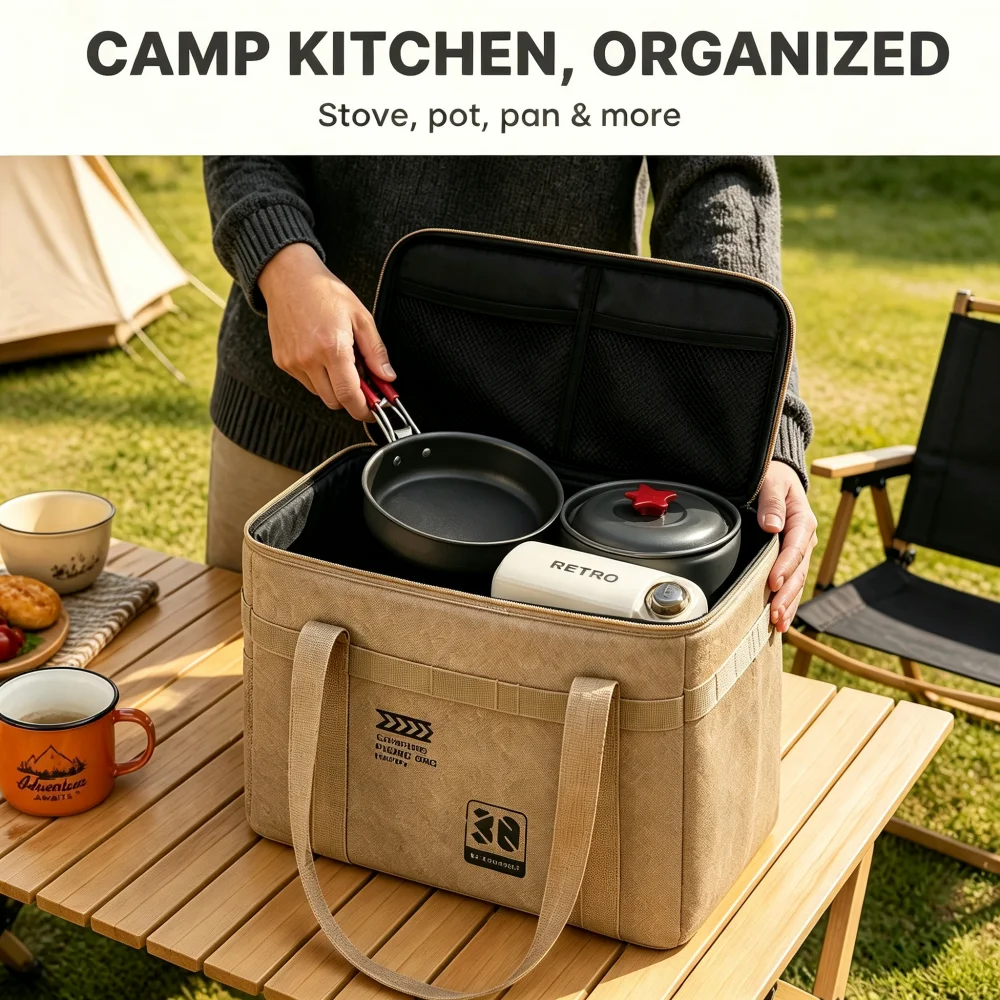 حقيبة تخزين أدوات الطهي للتخيي - مراجعة Camping Cooking Cupboard وسعره