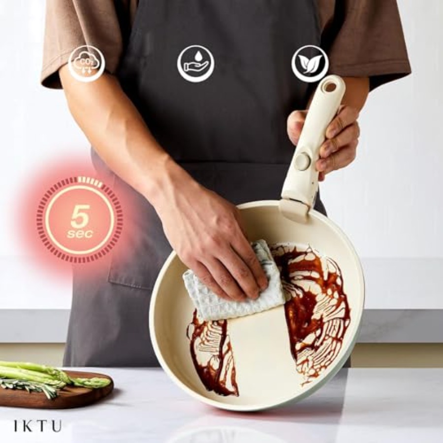 طقم أواني طهي سيراميك غير لاصق - مراجعة Camping Cooking Set Detachable Handle وسعره