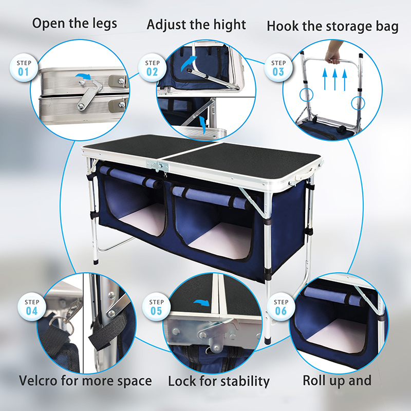 في الهواء الطلق للطي الجدول ال - مراجعة Camping Cooking Table With Storage وسعره