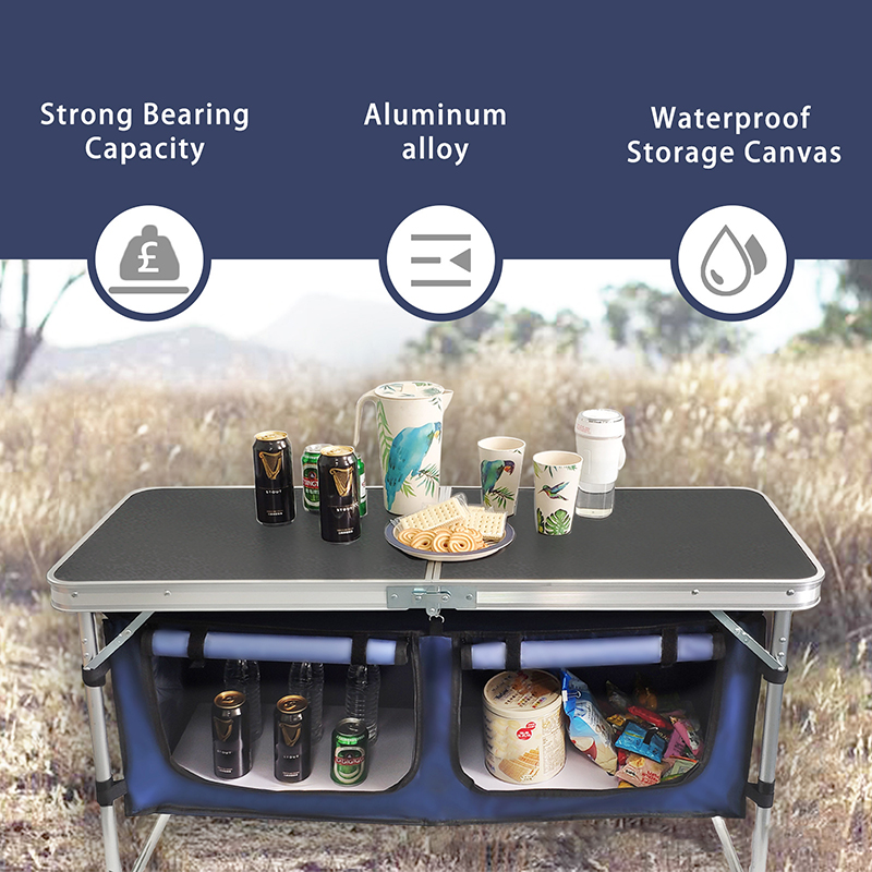 في الهواء الطلق للطي الجدول ال - مراجعة Camping Cooking Table With Storage وسعره