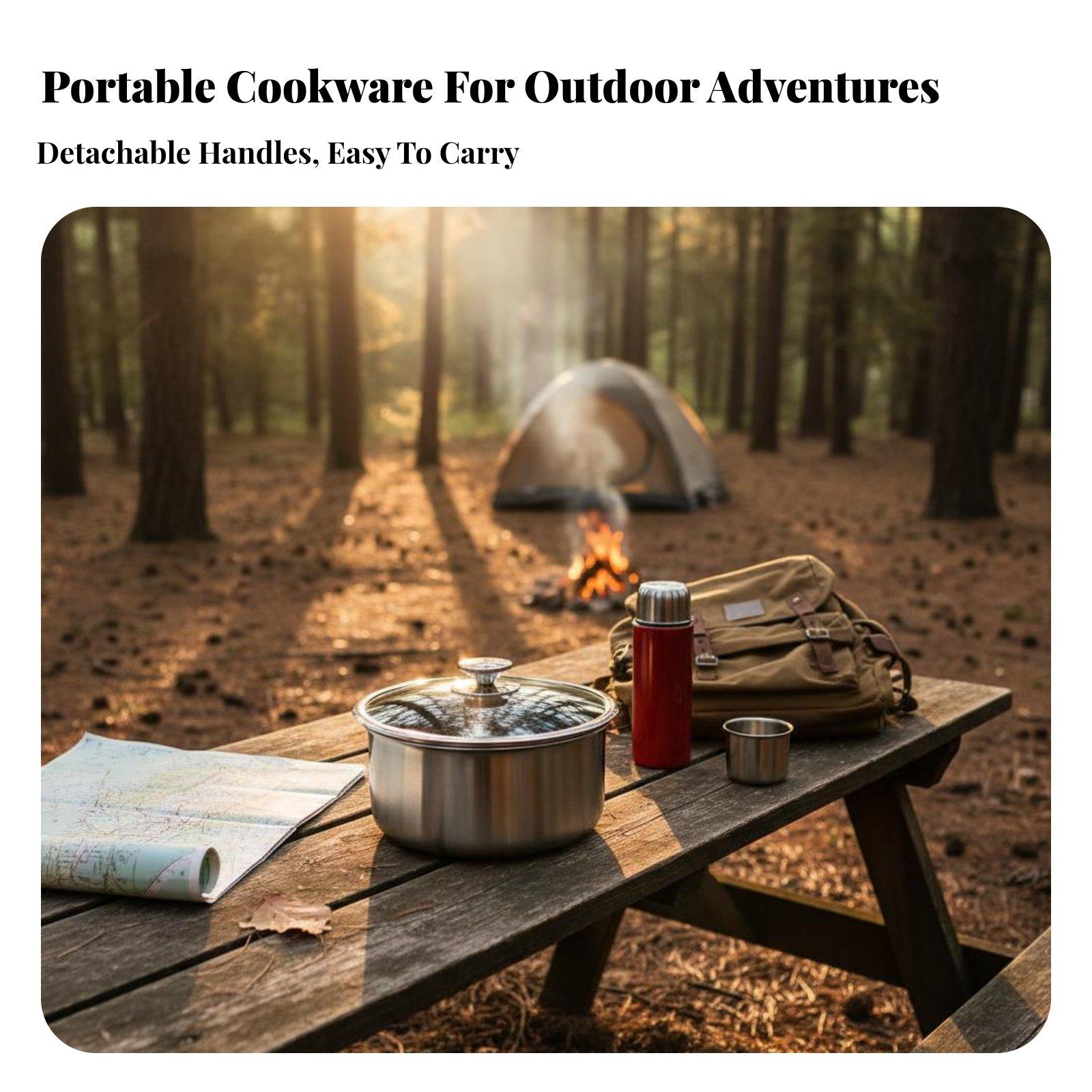 طقم أدوات طهي للتخييم من الفول - مراجعة Camping Cooking Set Detachable Handle وسعره