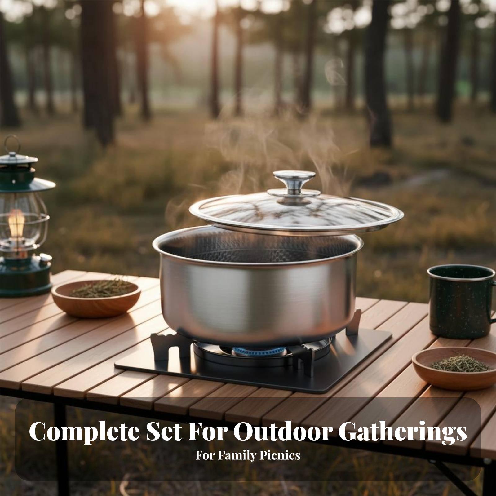 طقم أدوات طهي للتخييم من الفول - مراجعة Camping Cooking Set Detachable Handle وسعره