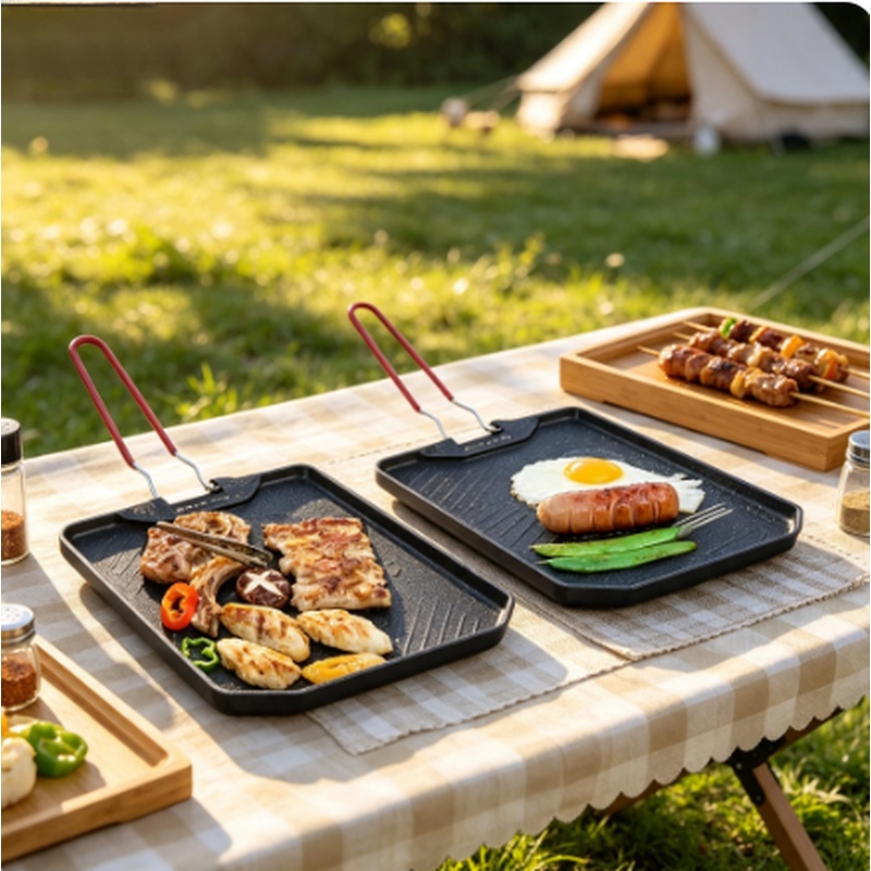 مقلاة شواء محمولة غير لاصقة لل - مراجعة Camping Cooking Cupboard وسعره