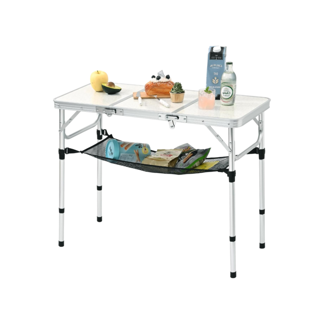 طاولة تخييم قابلة للطي مع شبكة - مراجعة Camping Cooking Table With Storage وسعره