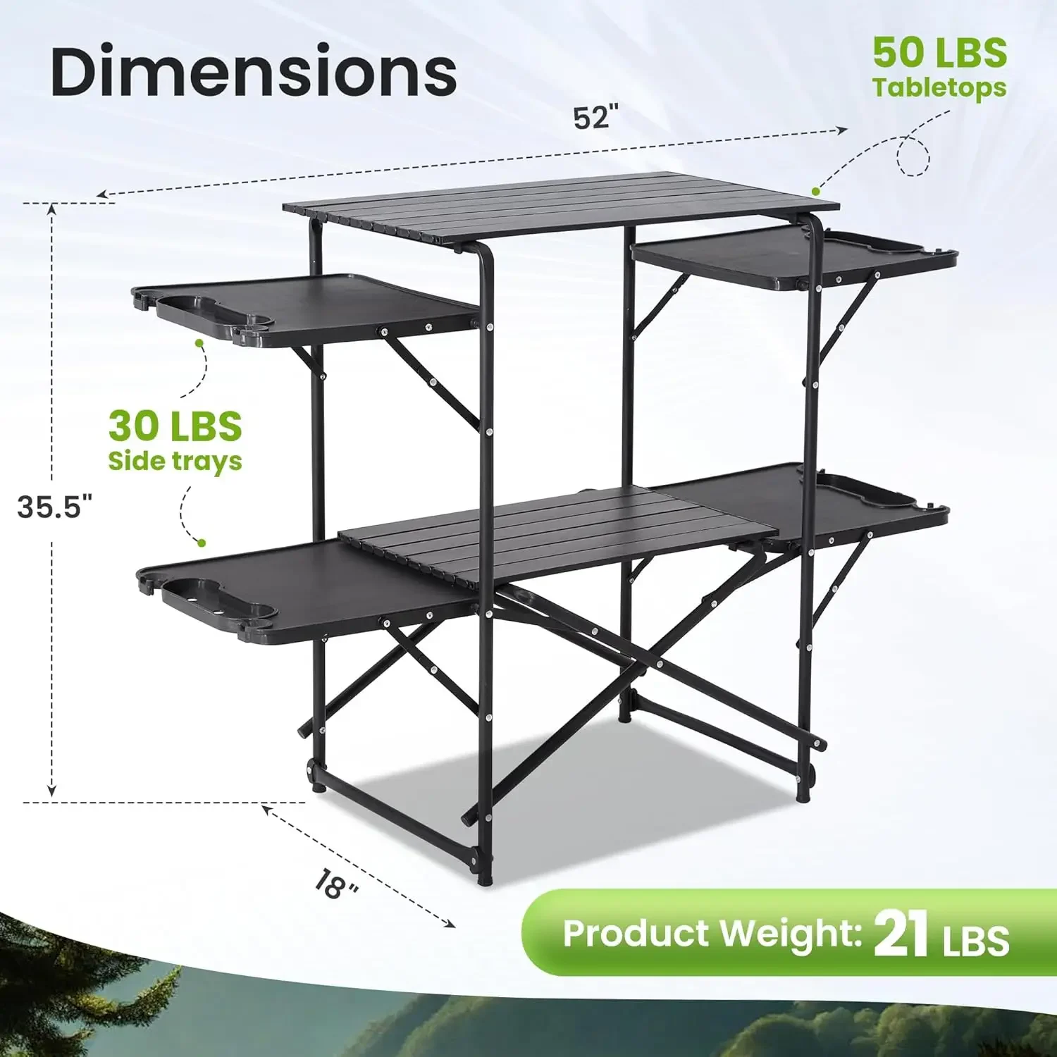 طاولة مطبخ للتخييم قابلة للطي، - مراجعة Camping Cooking Table With Storage وسعره