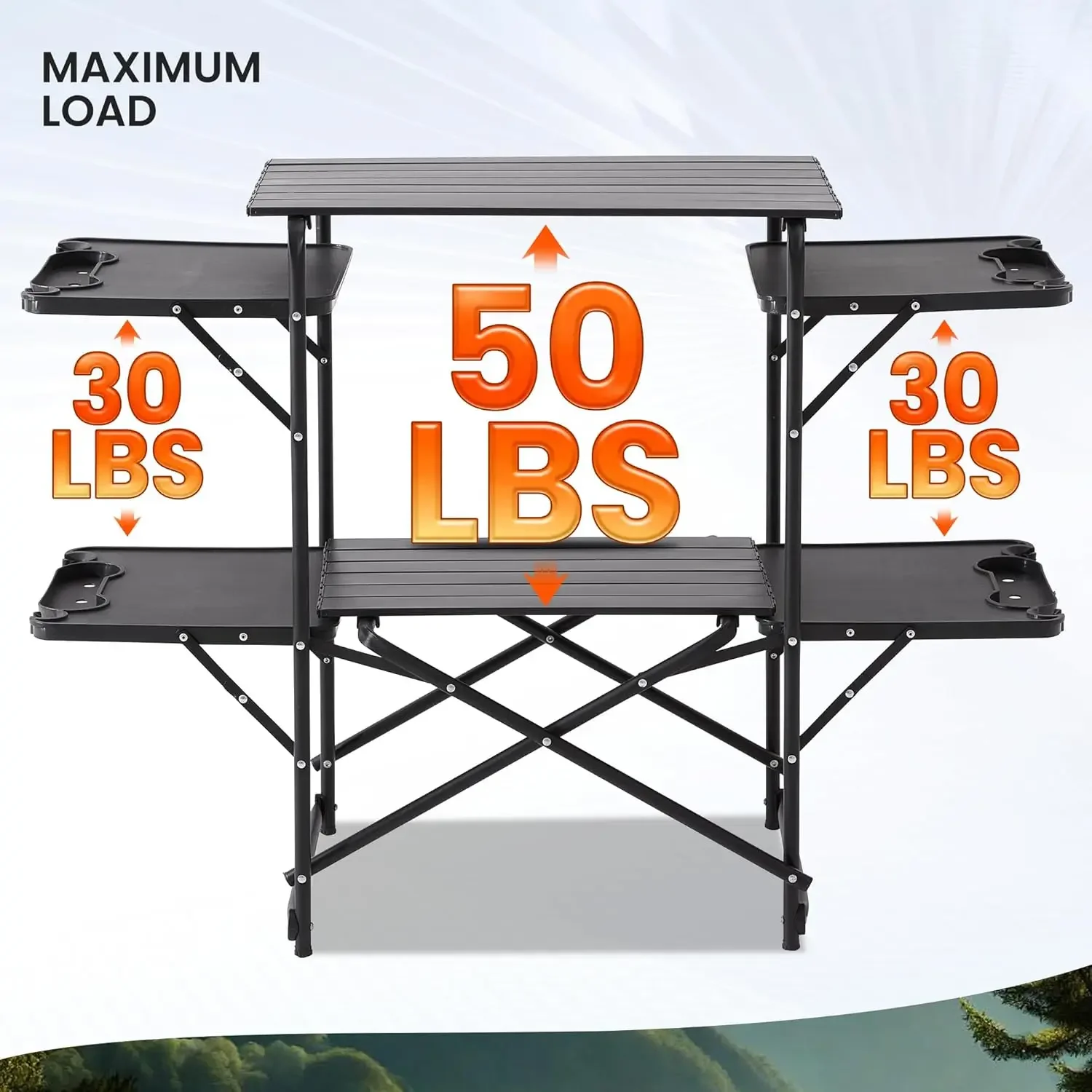 طاولة مطبخ للتخييم قابلة للطي، - مراجعة Camping Cooking Table With Storage وسعره