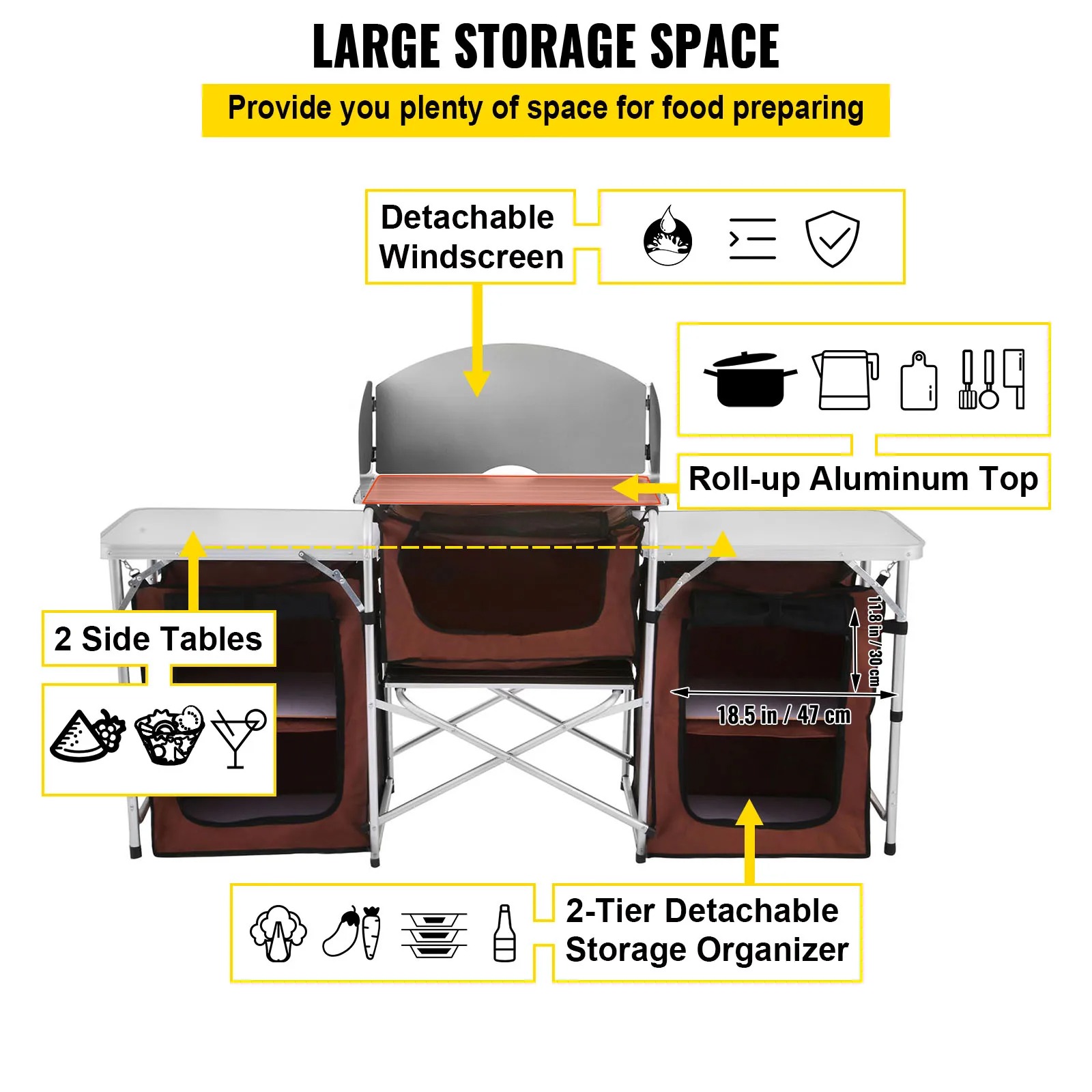 طاولة مطبخ قابلة للطي للتخييم  - مراجعة Camping Cooking Table With Storage وسعره