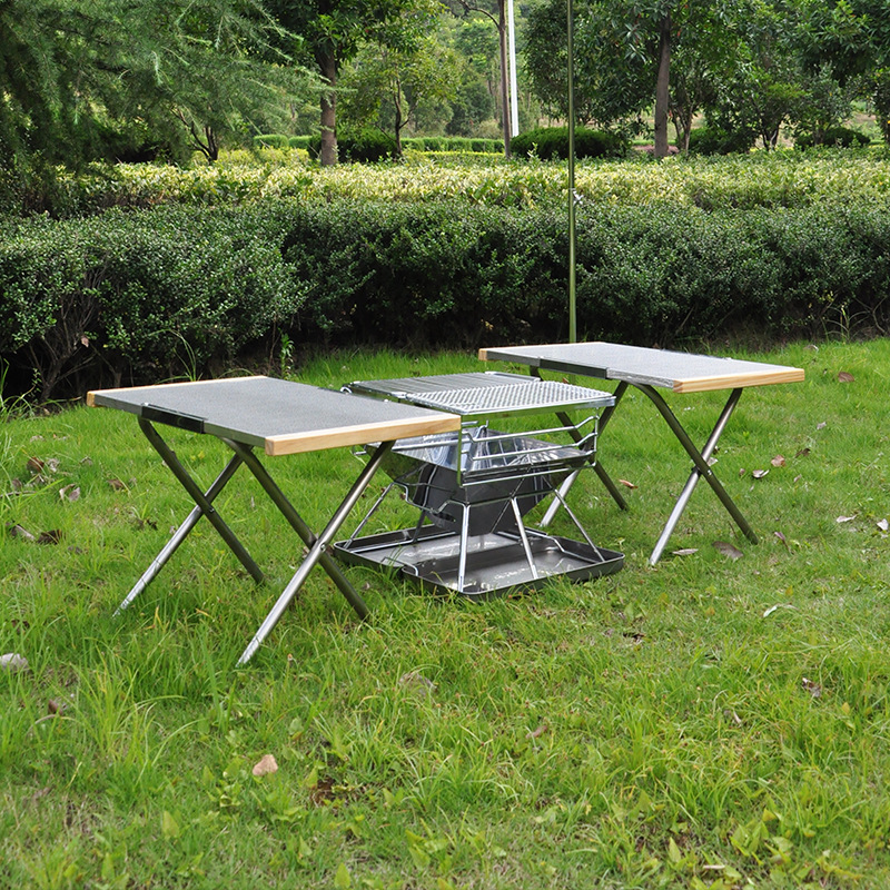طاولة محمولة من الفولاذ المقاو - مراجعة Camping Cooking Table With Storage وسعره