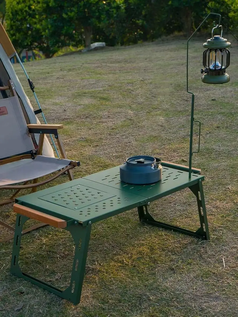 طاولة شبكية حديدية قابلة للطي  - مراجعة Camping Cooking Table With Storage وسعره