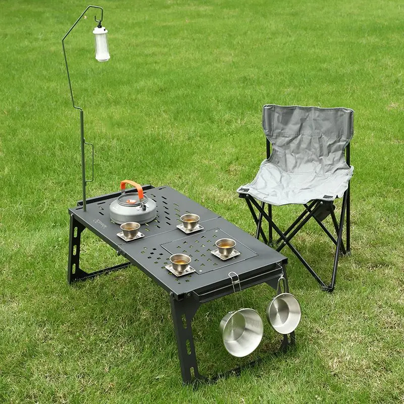 طاولة شبكية حديدية قابلة للطي  - مراجعة Camping Cooking Table With Storage وسعره